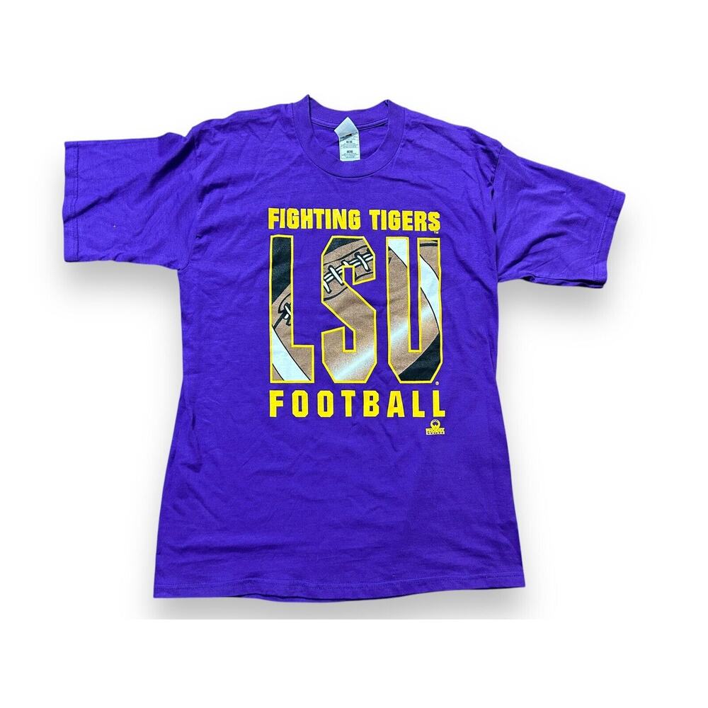 Vintage LSU Fighting Tigers Football Purple T Shirt Men’s Size L Phoenix Designs
